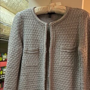 White House Black Market Textured Gray Cardigan